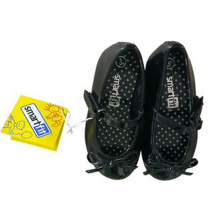 NWT Smart Fit Toddler Girls Black Patten Leather Dress Shoes - Size 5.
